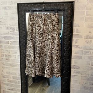 Chico’s faux silk leopard skirt